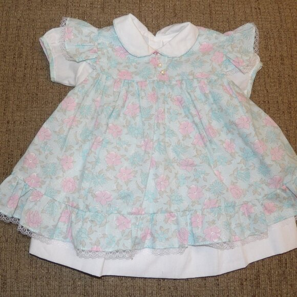 Floral Baby Dress and Pinafore Mayfair Size 18 Months Vintage - Picture 1 of 5